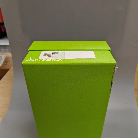 $140 SAM EDELMAN Laurette Block Heels Sandals Strappy Woven Elastic Almond 8.5 - Picture 10 of 10